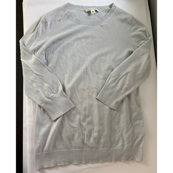 Banana Republic Light Grey Cotton, Silk, Cashmere Blend 3/4 Sleeve Sweater *M* - Picture 1 of 4